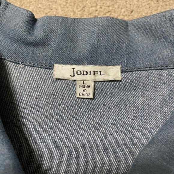 JODIFL Oversized Denim Colorblock Jacket Size M - Picture 3 of 4